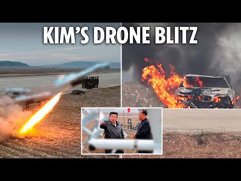 Kim Jong-Un blows up BMW with drone as North Korea demos its 'big guns' being sent to Russia