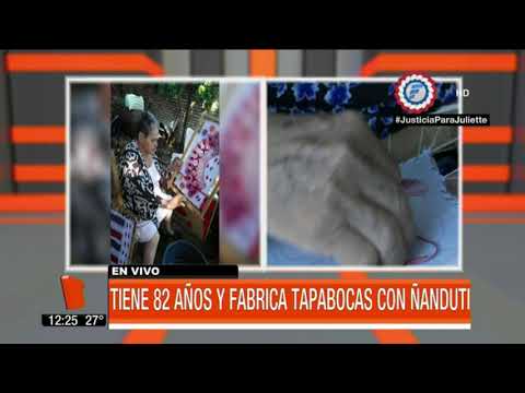 Abuela de 82 años fabrica tapabocas de Ñandutí