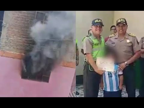 Policías héroes se meten a casa en llamas para salvar a niños