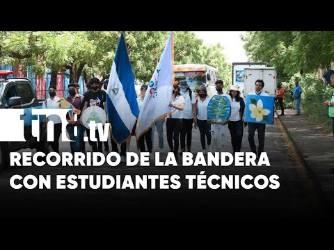 Estudiantes técnicos participan de recorrido en saludo a la patria - Nicaragua