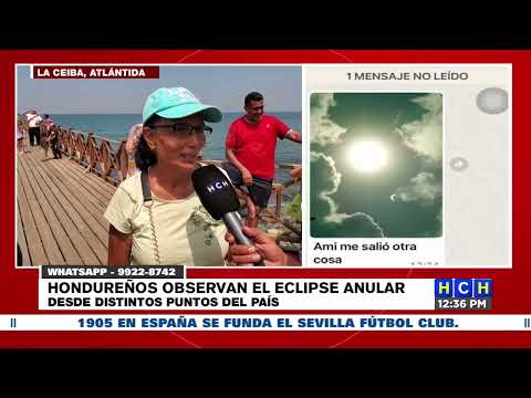 Compatriotas observan el eclipse anular desde las bellas playas de la Ceiba, la novia de Honduras