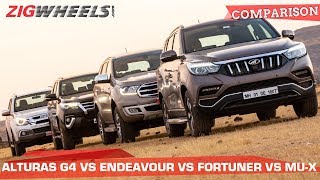 Mahindra Alturas vs Ford Endeavour vs Toyota Fortuner vs Isuzu MU-X: SUV SMACKDOWN! | ZigWheels.com