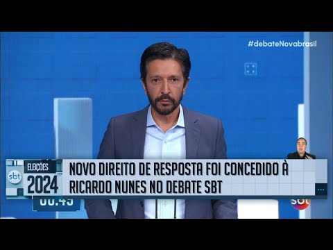 Debate SBT: Confira novo direito de resposta de Ricardo Nunes (MDB) após fala de Marçal (PRTB)