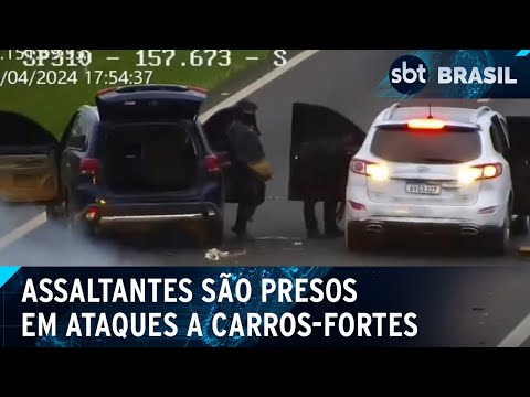 Criminosos explodem carros-fortes em rodovia no interior de SP | SBT Brasil (09/04/24)