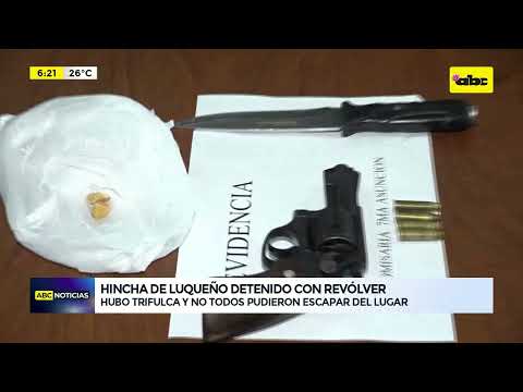 Hincha de Luqueño detenido con revólver
