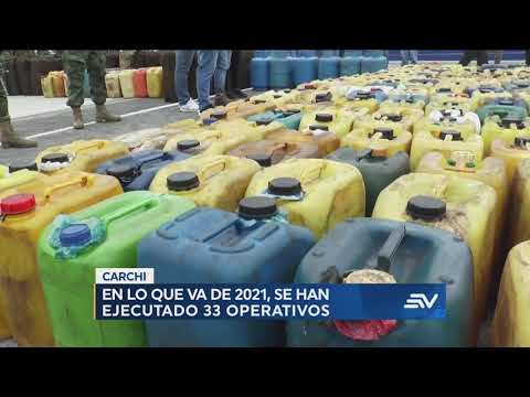 La Policía intenta combatir el contrabando de combustible en Carchi
