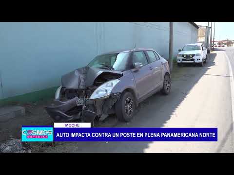 Moche: Auto impacta contra un poste en plena Panam. Norte