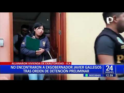 Ica: Fiscalía allana vivienda de exgobernador de Ica, Javier Gallegos