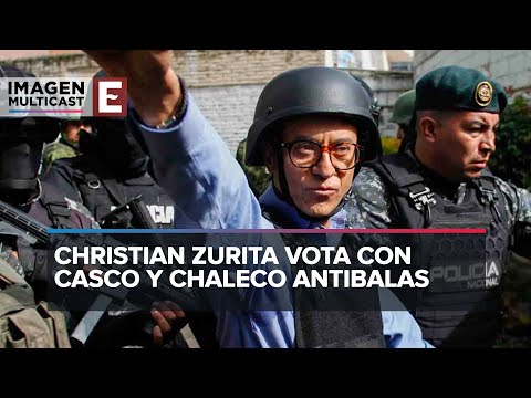 Elecciones en Ecuador 2023: Suplente de Villavicencio vota con casco y chaleco antibalas