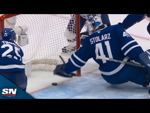 Maple Leafs Anthony Stolarz Makes Sensational Goal-Line Stop vs. Lightning