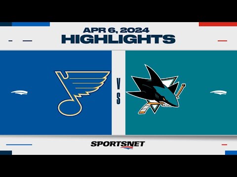 NHL Highlights | Sharks vs. Blues - April 6, 2024