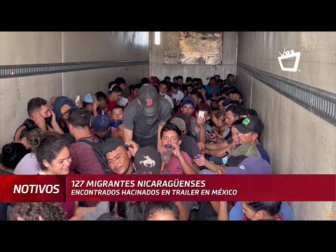 Encuentran a migrantes nicas hacinados en trailer en México