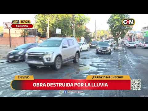Obras destruidas por las lluvias en Asunción