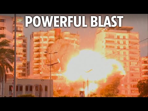 Terrifying moment huge explosion rocks Beirut as Israel launches fresh rocket strikes on Hezbollah