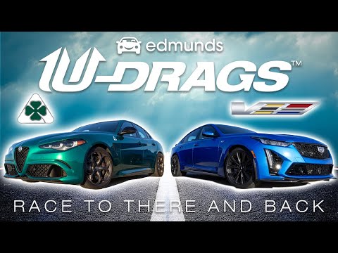 U-DRAG RACE: Cadillac CT5-V Blackwing vs. Alfa Romeo Giulia Quadrifoglio | Quarter Mile & More!