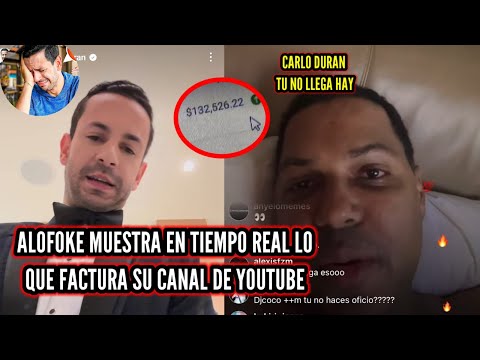 Alofoke muestra lo que factura su canal de YouTube y reta a Carlos Durán