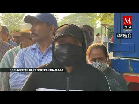 A pedradas, pobladores de Frontera Comalapa intentan evitar el ingreso de elementos de seguridad