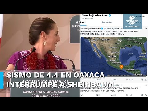 Sismo en Huatulco interrumpe mensaje de Claudia Sheinbaum