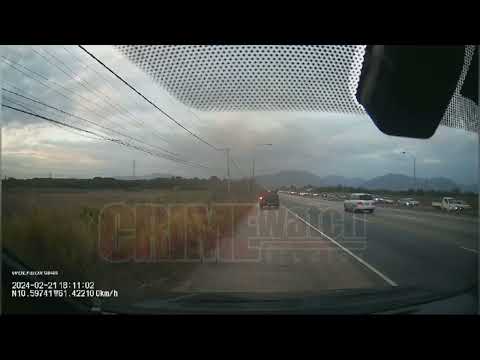 Dash cam footage captured an accident along the highway near Caroni on Wed 21st Feb, 2024.
