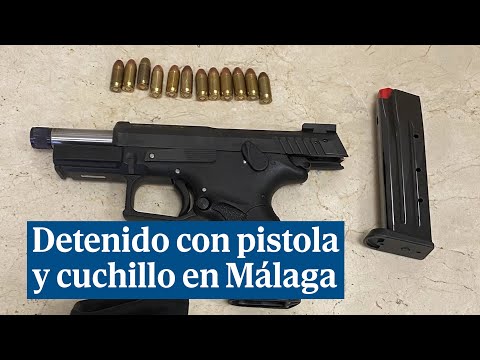 Detenido un hombre con una pistola y un cuchillo listos para usar en Málaga