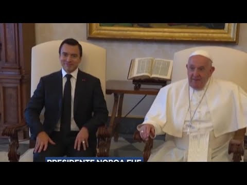 El presidente Daniel Noboa se reunión con el papa Francisco en el Vaticano