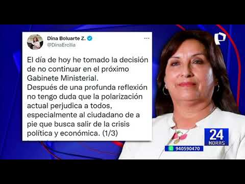 Dina Boluarte decide no continuar en el próximo gabinete ministerial