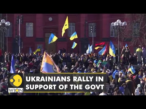 Thousands march in Kyiv in a show of support to the Ukrainian government amid Russian invasion fears