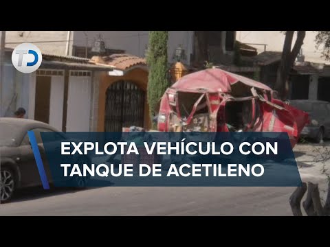 Explota tanque de acetileno que era transportado en una camioneta en la GAM; hay un lesionado