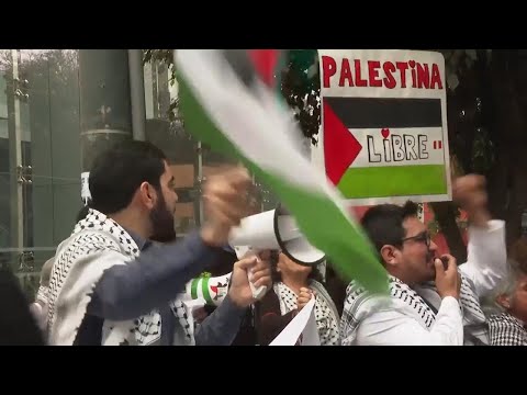 Demonstration in support of the Palestinian people held outside Israel's embassy in Lima