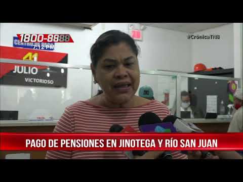 INSS paga pensiones a personas de la tercera edad en San Carlos - Nicaragua