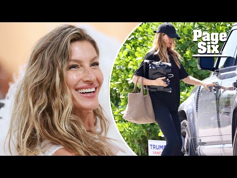 Pregnant Gisele Bundchen covers baby bump in baggy clothes while running errands