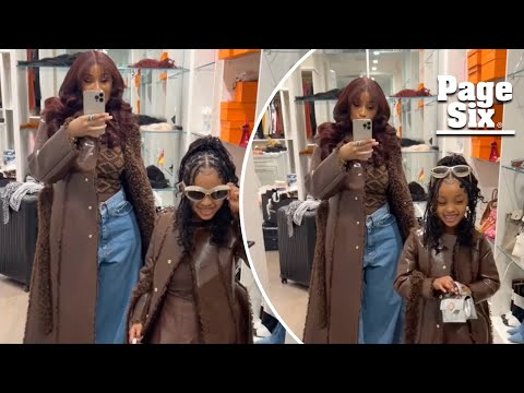 Cardi B and daughter Kulture twin in festive matching coats for Thanksgiving