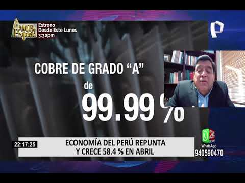 Economía peruana repunta y crece 54.8 % en el mes de abril