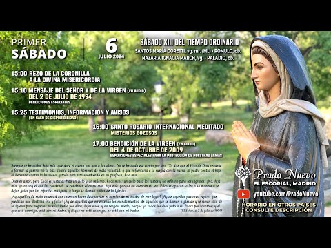 Primer Sábado 6 de Julio 2024: ROSARIO MEDITADO (Misterios Gozosos) en DIRECTO desde Prado Nuevo