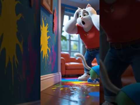 Epic Paint Chaos! 😹 Father & Son Kitten Adventure in 3D 🎨 #cat #kitten