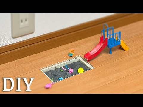床に穴を開けて、こびと用の砂場を作ってみた【ミニチュア】
