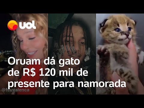 Oruam dá gato Savannah avaliado em R$ 120 mil de presente para a namorada; veja vídeo