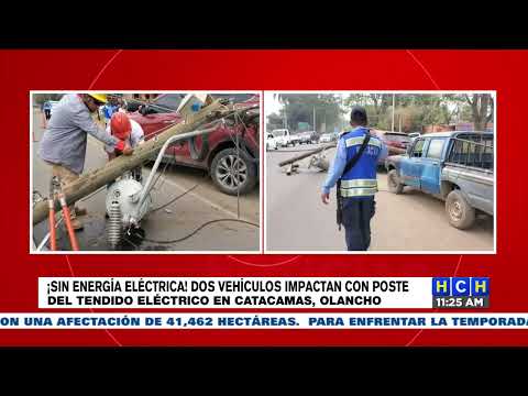 Sin energía eléctrica sectores de Catacamas por dos vehículos que impactaron en postes