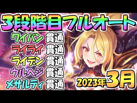 【プリコネR】３段階目フルオート貫通編成と凸ルート色々紹介！なるべく簡単＆サポ借りなし＆ＥＸ装備なし！２０２３年３月クラバト【メサルティム】【ウールヴヘジン】【ライデン】【ライライ】【ワイバーン】