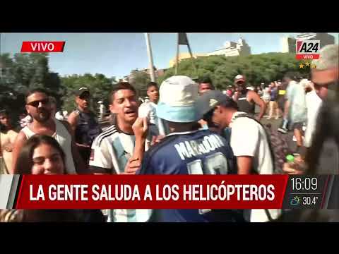 La Scaloneta sobrevoló el centro de la Ciudad de Buenos Aires en helicóptero