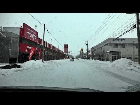 パーラー太陽苗穂店立体駐車場：入口[ 札幌市 4K/30p 車載動画 2023 ドライブ] 三角点通沿い