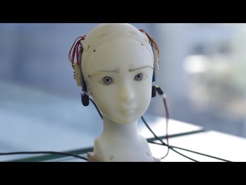 This robot identifies and mimics the expressions of nearby humans