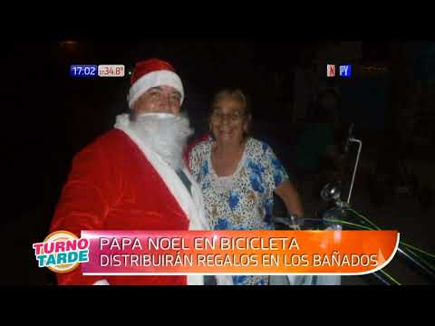 Papa Noel en bicicleta, distribuirán regalos en los bañados