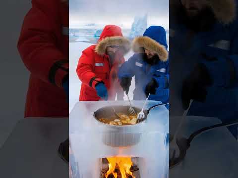 Chef Cooking Food in Antarctica #foryou #trending #meat #chinesefood #antarctica #food #shorts