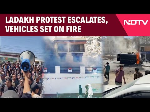 Ladakh News | Clashes, Stone Pelting In Ladakh By Statehood Protesters, Police Van Burnt
