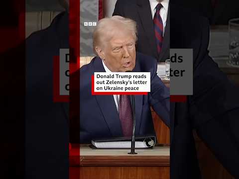 Donald Trump reads out Zelensky's letter on Ukraine peace. #Ukraine #Trump #BBCNews