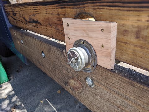 Gas Tank Filler Tube Mount on DIY Wooden Truck Bed