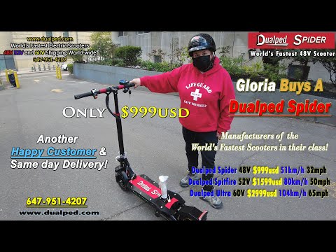 Gloria Buys A Dualped Spider Fastest 48V Scooter Anywhere..
