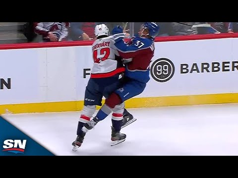 Capitals Martin Fehervery Snaps Casey Mittelstadts Stick With Crushing Hit