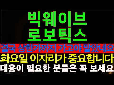 빅웨이브로보틱스 단기 반등이후 눌림구간 <strong>다</strong> 설명드렸죠? 월요일 상한가 수익 축하드립니다! <strong>다음</strong> 기회 언제일까 궁금하신 분들은 영상 꼭 보세요